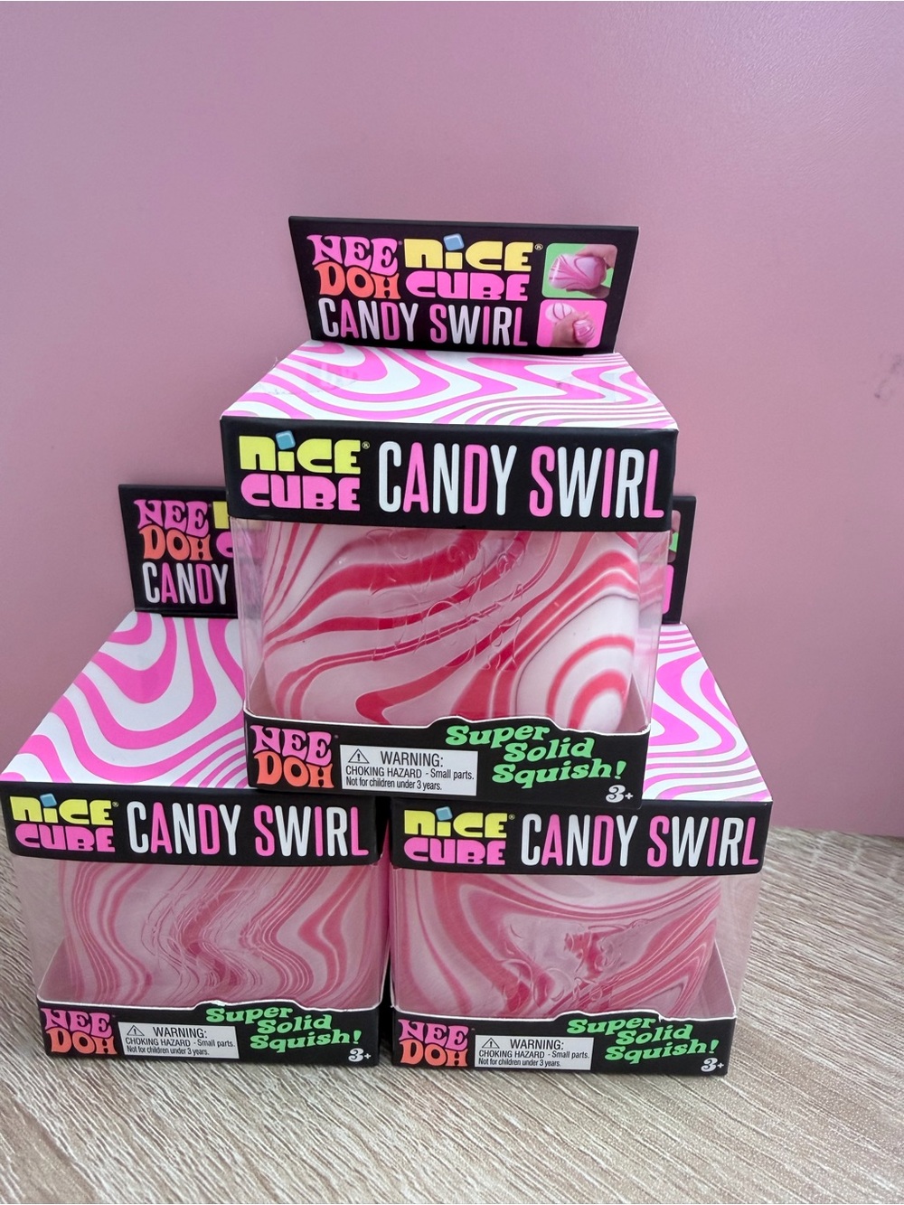 Needoh Nice Candy Swirl Super Solid Squish - Pink White